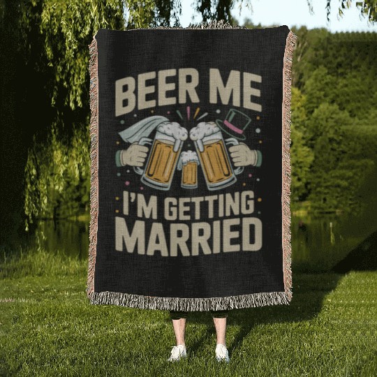 Beer Bachelorette party Funny Bride and Groom Woven Blankets
