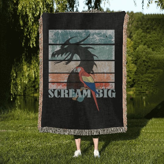 Scream Big Parrot Dragon Fusion Woven Blankets