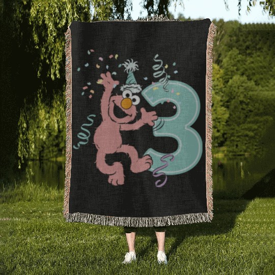 Sesame Street Birthday Design With Elmo 3 Years Woven Blankets