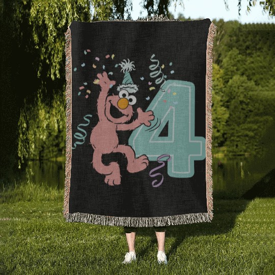 Sesame Street Birthday Design With Elmo 4 Years Woven Blankets