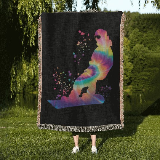 Snowboarder Snowboard Snowboarding Woven Blankets