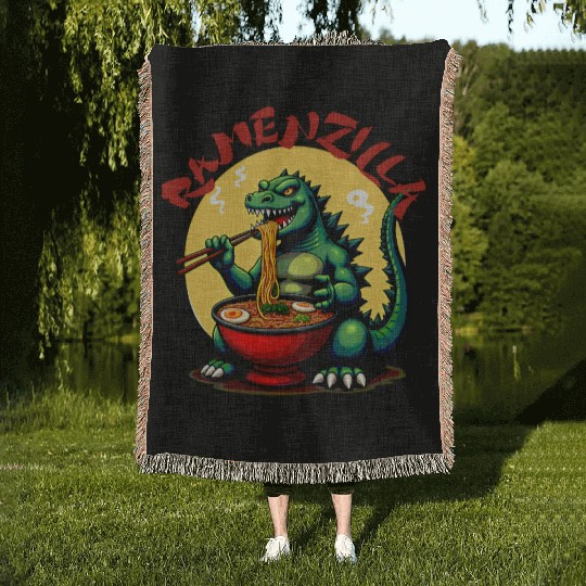 RamenZilla Ramen Noodle Loving Kaiju Monster Woven Blankets