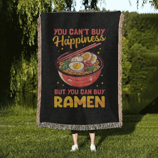 Ramen Happiness Japanese Noodles Woven Blankets