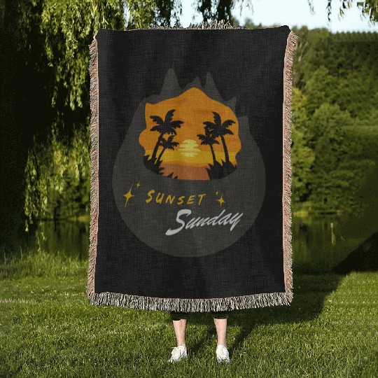 sunset sunday Woven Blankets