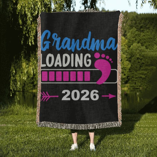 Grandma Loading 2026 Pink Footprint Woven Blankets