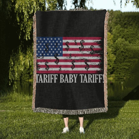 Tariff Baby Tariff American Flag Trump Tariff Woven Blankets