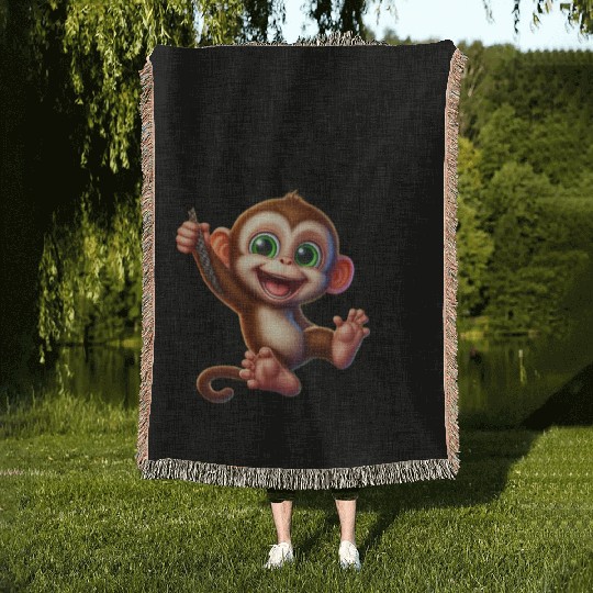 crazy monkey Woven Blankets