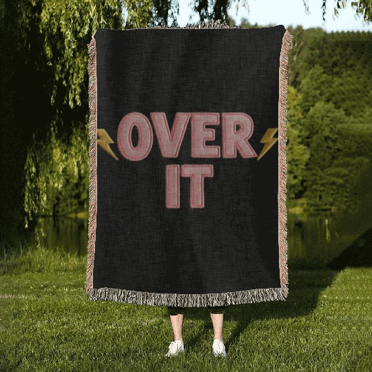 Over It Embroidered Pastel Puff Lettering Woven Blankets