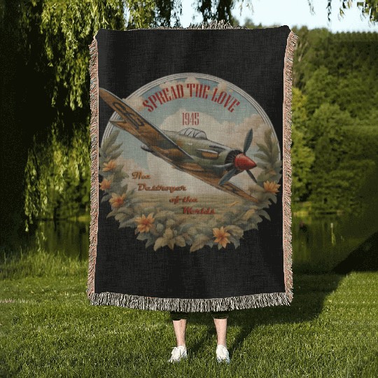 vintage aircraft Woven Blankets