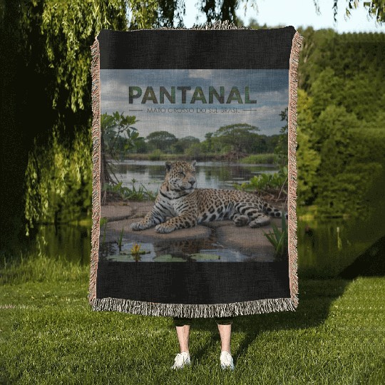 Pantanal Jaguar – Wild Beauty of Brazil Woven Blankets