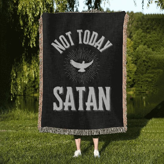 Not Today Satan Woven Blankets