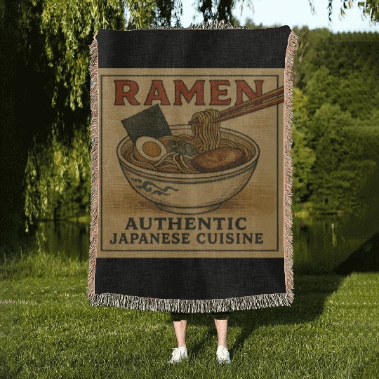 Japanese Ramen Japanese Food Japanese Retro Woven Blankets