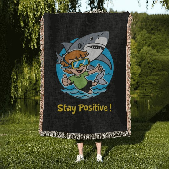 Stay Positive | Motivational Typography & Inspirat Woven Blankets