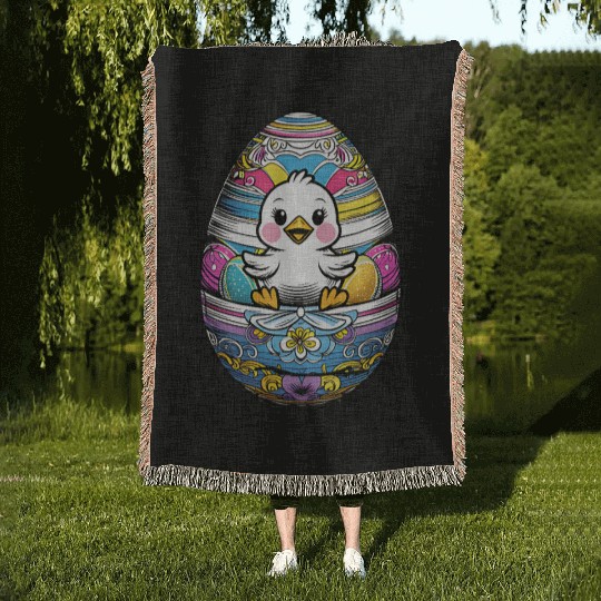 The Cute Easter egg Chick Woven Blankets