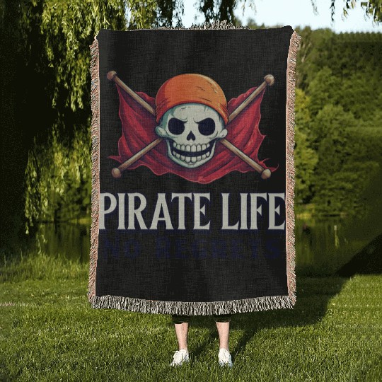 Pirate Life, No Regrets Woven Blankets