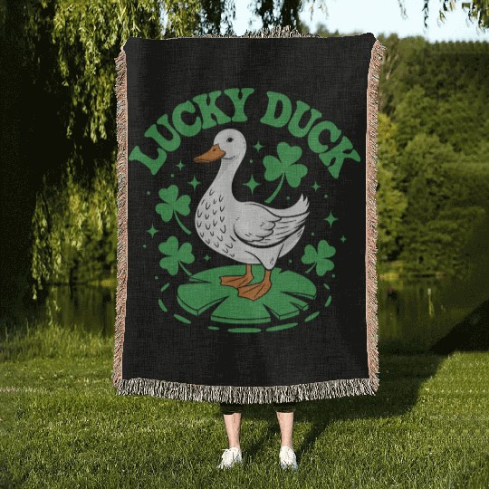 Lucky Duck Clovers Woven Blankets