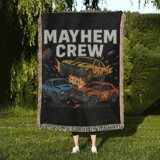 Mayhem crew derby Woven Blankets crash race design wreckfest