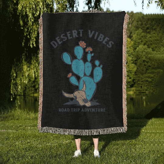 DESERT VIBES ROAD TRIP ADVENTURES Woven Blankets