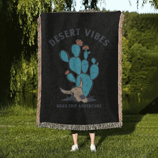 DESERT VIBES ROAD TRIP ADVENTURES Woven Blankets