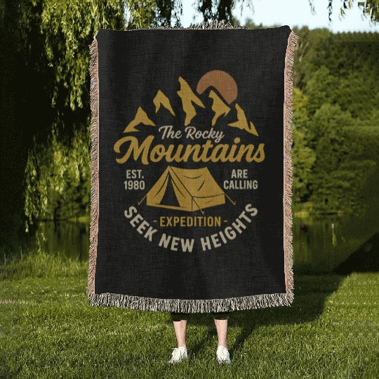 Outdoor Adventure Rocky Mountains Expedition Woven Blankets