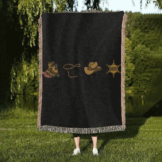 Cowboy Sheriff Vibes Design – Wild West Style Woven Blankets