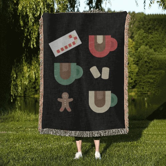 Cute Retro Hot Cocoa Christmas Mug Design Woven Blankets