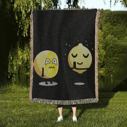 Be positive lemon Woven Blankets