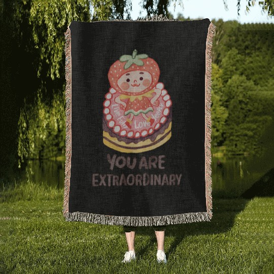 Dancing Strawberry | You Are Extraordinary Woven Blankets