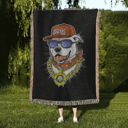 Cool Dog Graphic Unisex Ultra Cotton Woven Blankets - Perfect