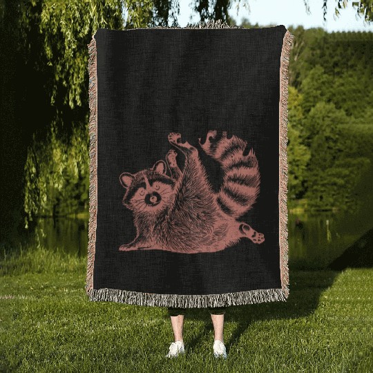 Stay Trashy Raccoon – Funny Meme Woven Blankets