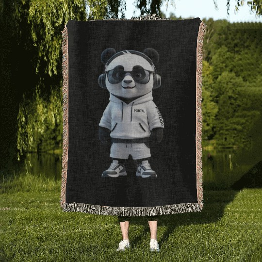 Stylish 3D Panda Character Woven Blankets