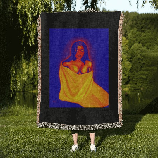 lady in white Woven Blankets