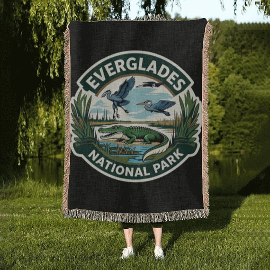 Everglades National Park Florida USA Logo Woven Blankets