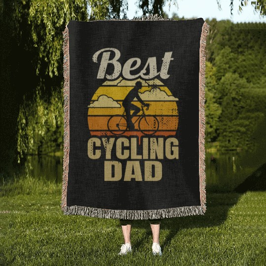 Cycling Father Woven Blankets
