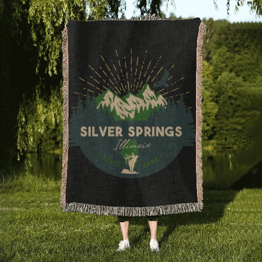 Silver Springs Illinois IL State Park Retro Camp Woven Blankets