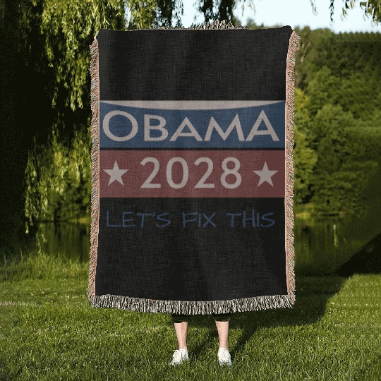 Obama 2028 Political Protest Rally Presidential Woven Blankets