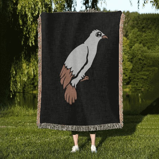 Bird raven dove sitting cable hawk eagle birdie Woven Blankets