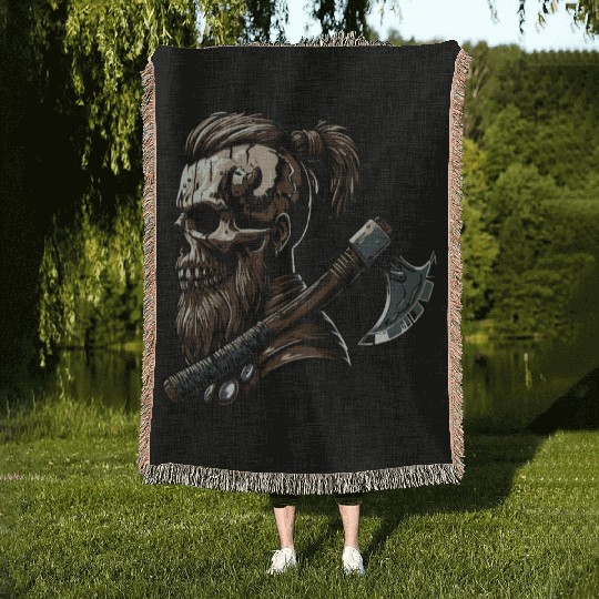 Viking Warrior Man Odin Thor Norman Walhalla Woven Blankets