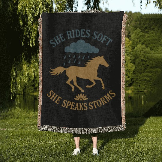 Soft Cowgirl Floral Rodeo Western Aesthetic Horse Woven Blankets
