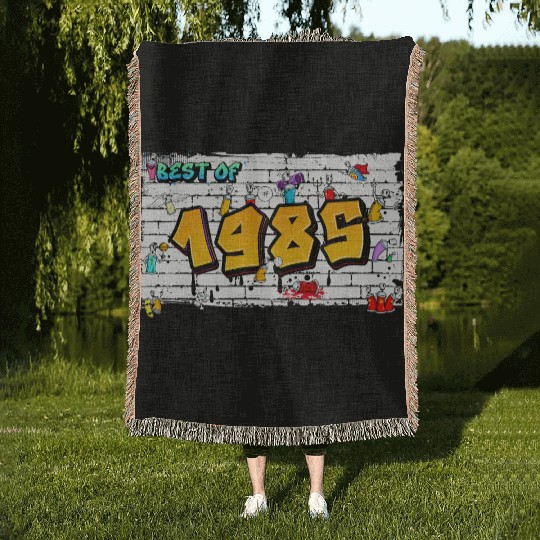 Best of 1985 Graffiti – 40 Years of Neon Nostalgia Woven Blankets