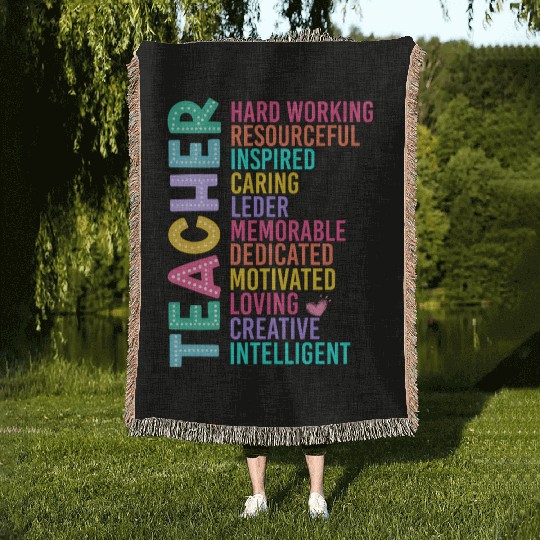 TEACHER APPRECIATION Colourful Inspirational Words Woven Blankets