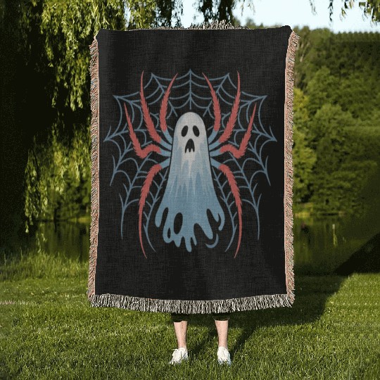 Ghost Spider Scream Woven Blankets