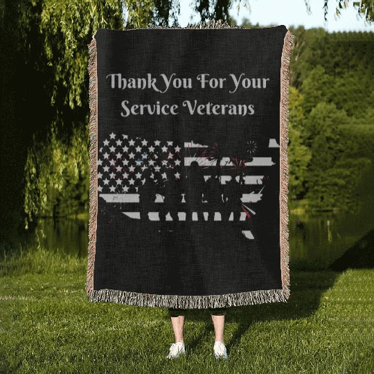Thank You For Your Service Veterans day US Army Woven Blankets