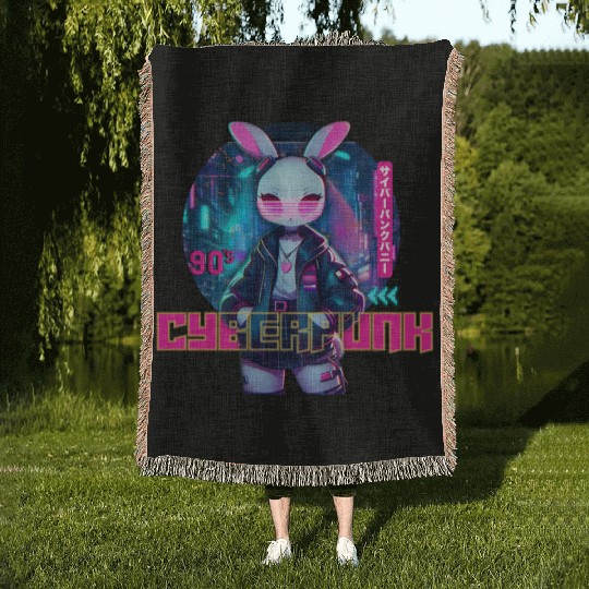 90´Cyberpunk Bunny Woven Blankets