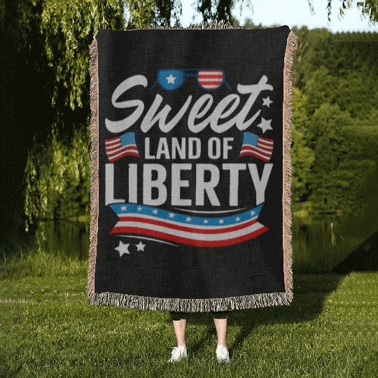 Sweet Land of Liberty Independence day Woven Blankets