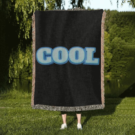 COOL Ice Blue Bold Text Woven Blankets
