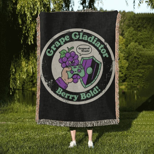 Grape Gladiator Berry Bold Gamer Woven Blankets