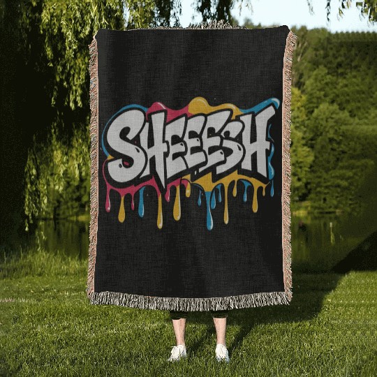 Sheeesh Graffiti Woven Blankets – Hype Slang Drip Design