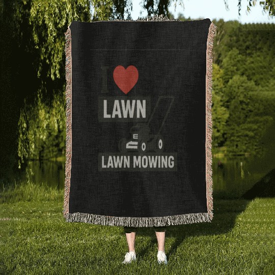 i love lawn, lawn mowing Woven Blankets