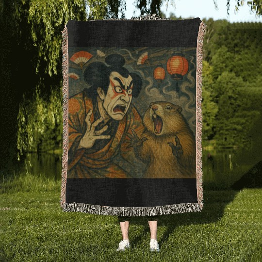 Kabuki Showdown – The Ultimate Scream-Off Woven Blankets